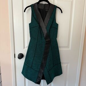 Proenza Schouler faux wrap tweed boule and leather dress size 0